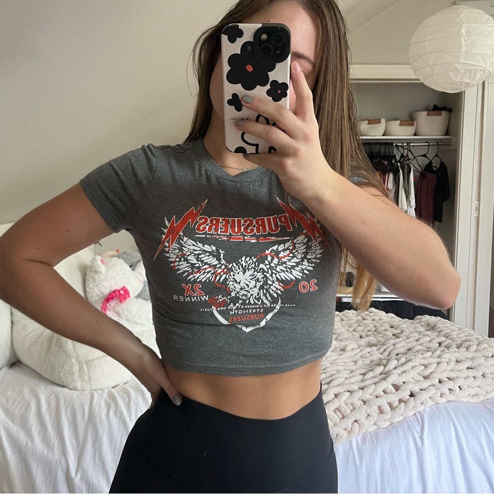 Gray Cropped Babydoll Tee